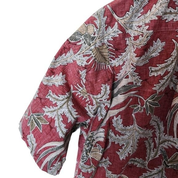 Tommy Hilfiger Golf Red Floral Hawaiian Style Button Up Men's XL Cotton - Picture 15 of 16